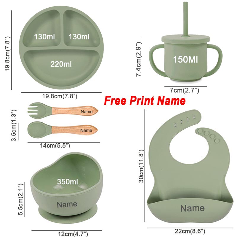 6Pcs Silicone Tableware For Ki - Baby Food Menu recension och pris