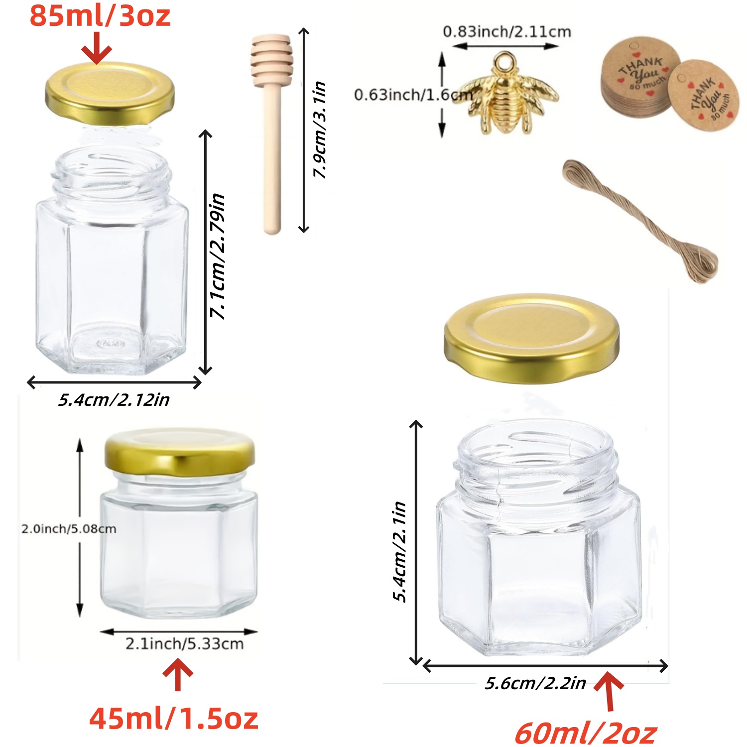 12/20/30/50/60Pcs-Mini Honey J - Baby Food Jars With Lids recension och pris